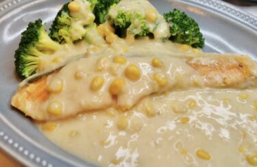 サーモンのクリームコーン煮