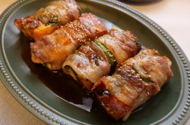 厚揚げの豚シソチーズ巻き